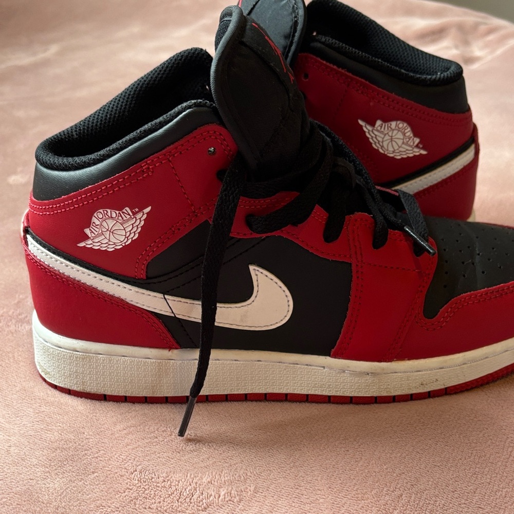 Jordan Kids Black, Red & White Mid-Top Sneakers